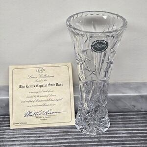 LENOX Fine European Full-Lead Crystal Star 6" Bud Vase w/COA Czech Republic, NEW